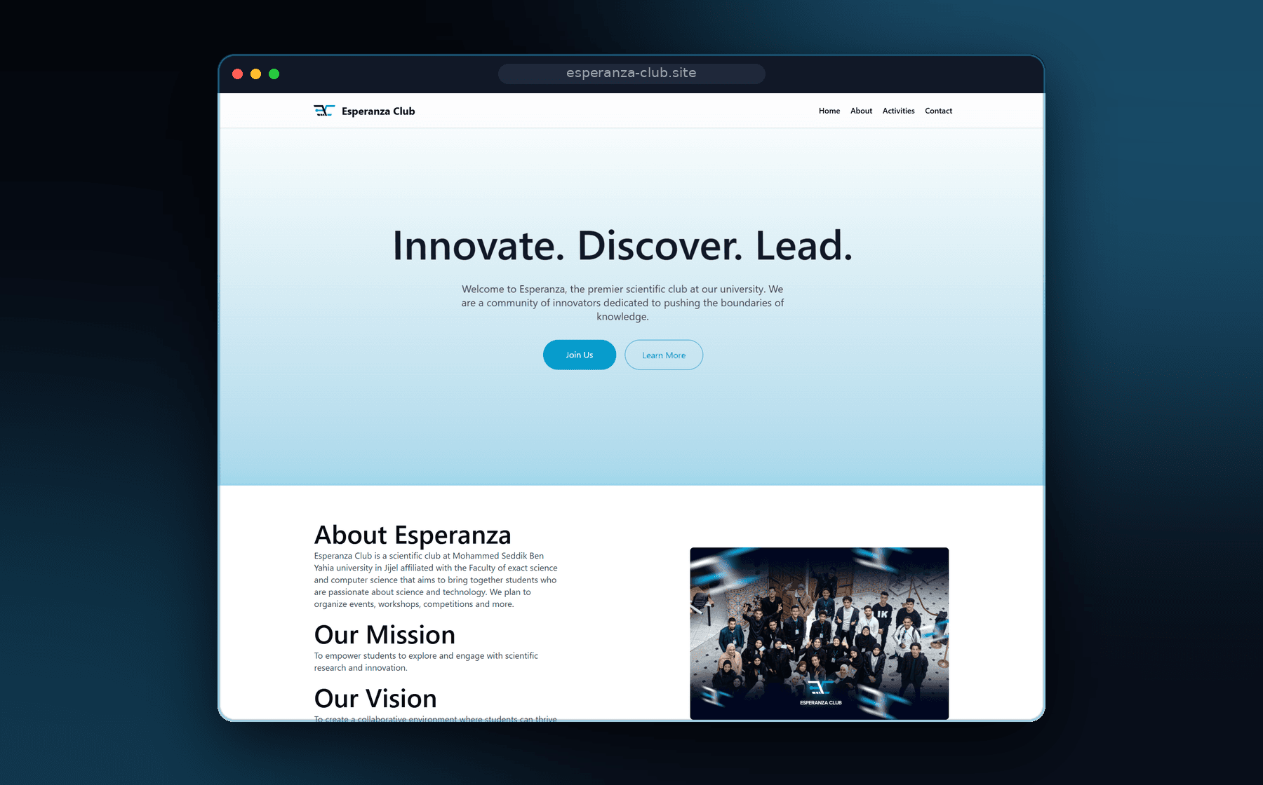 Esperanza Club - Scientific Club Website